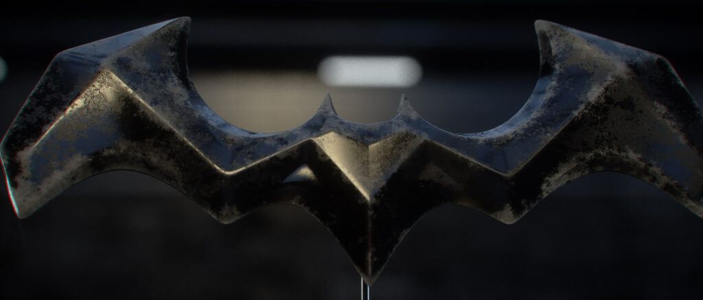 Batarang Motion Sequence – Middle Frame A sequential close-up frame from the Batarang short film, mid-animation.