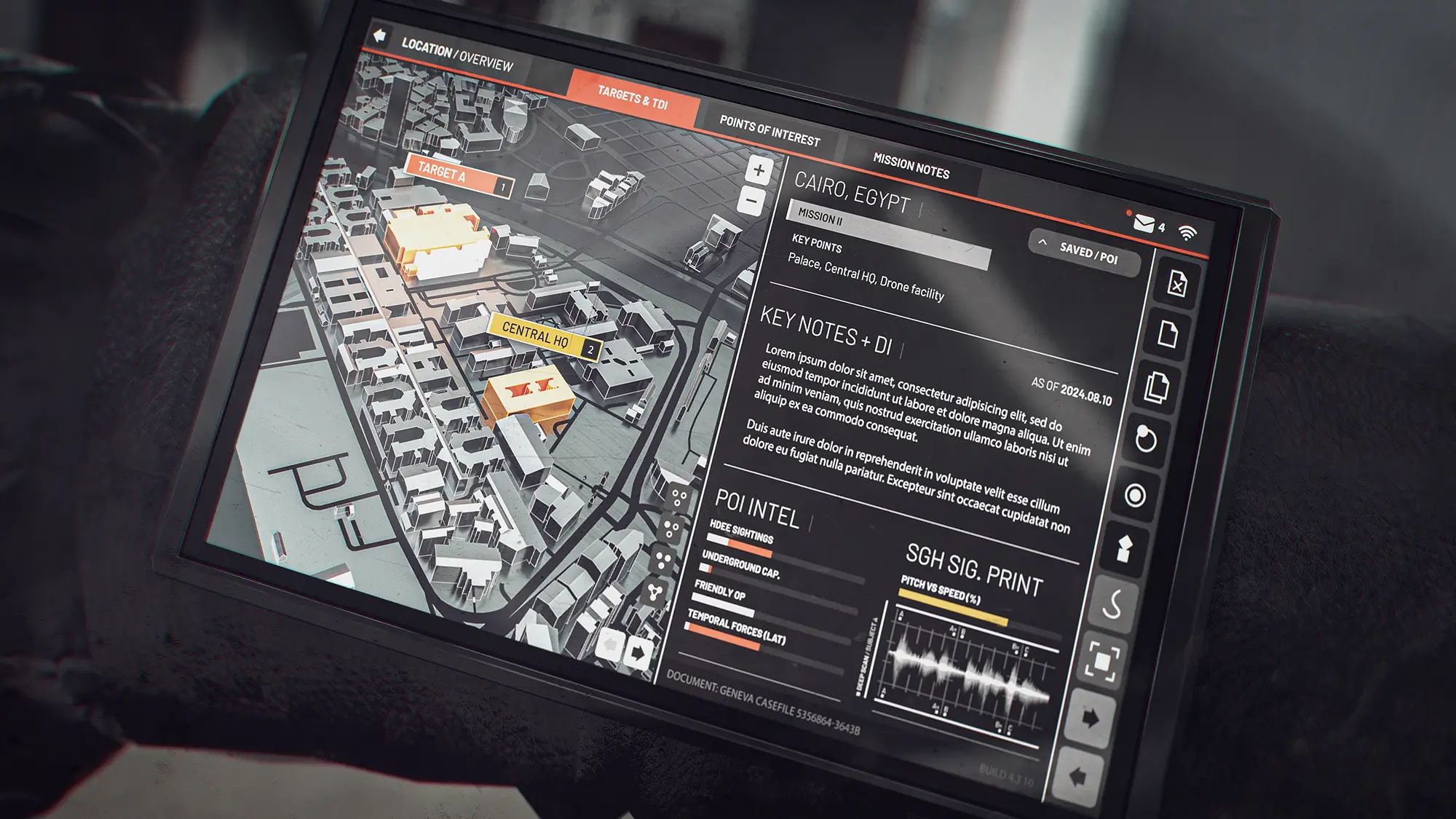 Close-up of a cinematic style frame showing a UI design for a mobile device for Battlefield 6.