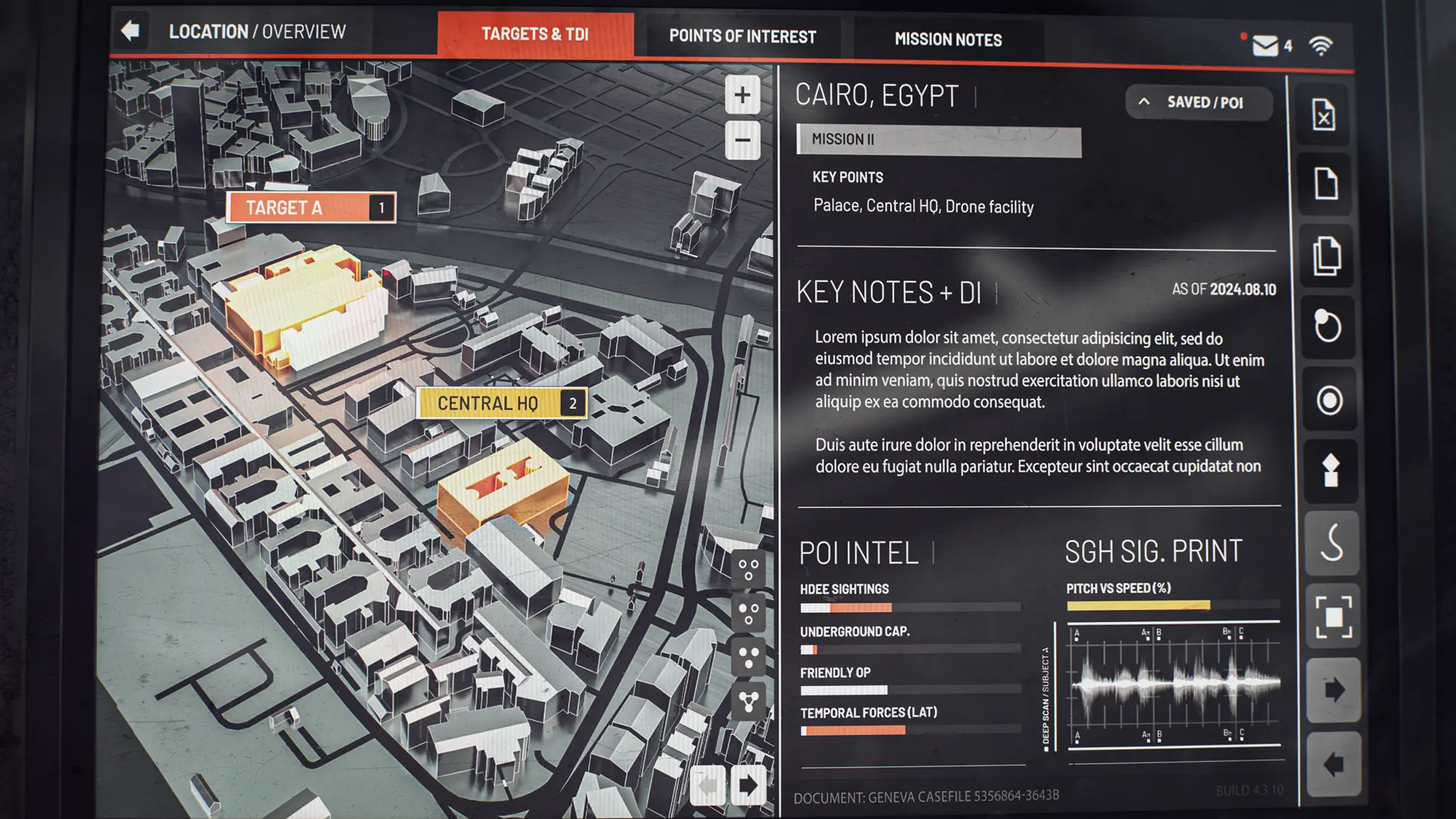 A cinematic style frame showing art direction and military UI design for mobile app in a Battlefield 6 cutscene.